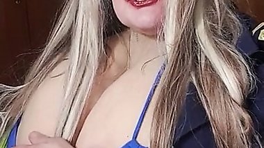 Sexy Susi as a stewardess she is licking bbc toy cock till you come