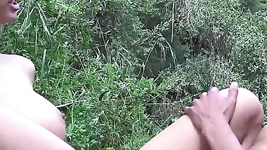Isis Love and Nikki Darling get excited in nature