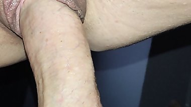 Extremely wet pussy plays with hard big dick