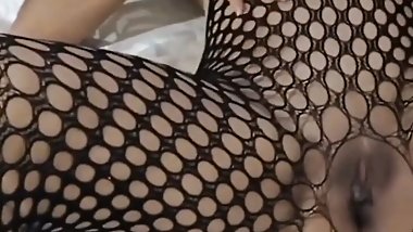 Fishnet hot body enjoying a dildo in my wet pussy
