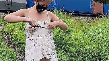 I cut my clothes next to a passing train