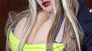 Sexy Susi as a stewaress with cup k tits