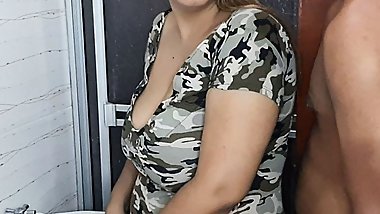 I surprise my stepsister in the bathroom and she gives me a blowjob