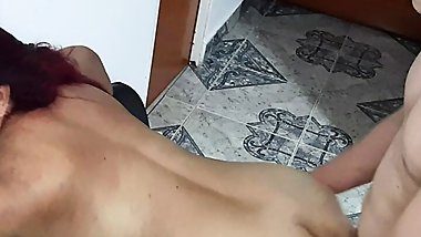 My stepmom waits for dad to leave to suck my cock. PT 2. We fuck on the couch