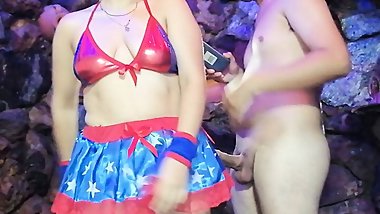 follows my stepsister after the party until I cum on her face