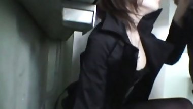 Japanese cum slut sucks on dick