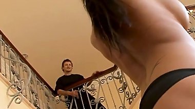 Busty bigboobs babe gets banged by neighbor while BF is away