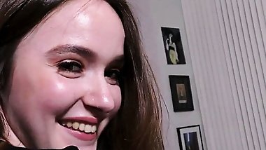 POV stepdaughter rubs cunt n grinds cock while talks dirty