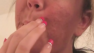 Kayden Krush with big tits and fingering pussy close up