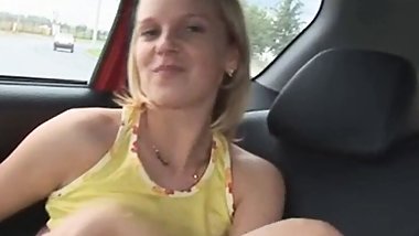 Sweet Sarah kimble Fingering her pussy in car