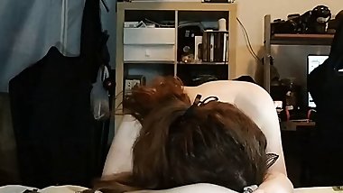 Painfully assfucked girl licking dick clean after anal creampie