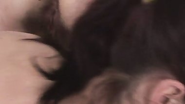 Brunette masturbates but her lesbian friend makes her enjoy