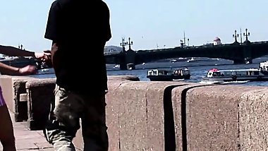blond slut teenie enjoy public blowjob of black dick