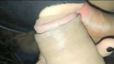 My wife sucking off me and stranger we met online