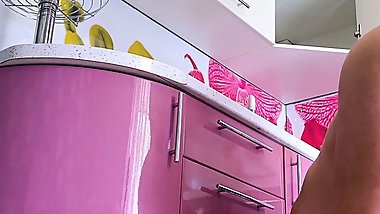 In the kitchen, milf gave her stepson her ass for anal