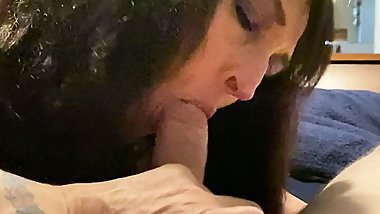 Feasting on hard cock