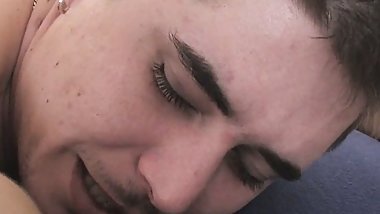 Malezia is giving a cock massage with her mouth and pussy