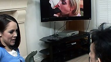 Teen Kristina Rose sucks and jerks old cock