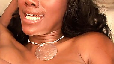 Naomi Banxxx fucks her black cock in her mouth and then in