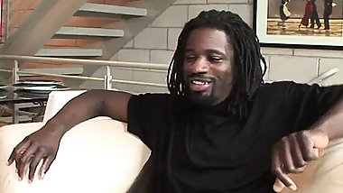 Ebony brunette Dior fucks black cock and makes him cum