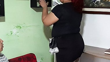 Masturbating the maid's pussy