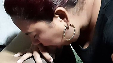 I catch the employee going through my things, she gives me a blowjob so I don't say anything