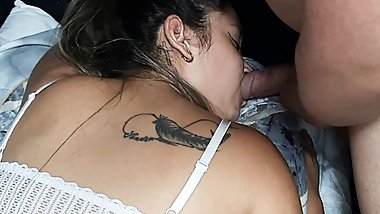While my cousin rests I put my cock in her mouth