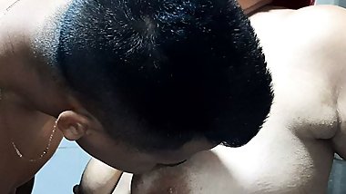 I suck her tits while we are alone in the kitchen