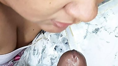 My girlfriend's stepmom sucks my cock while she rests